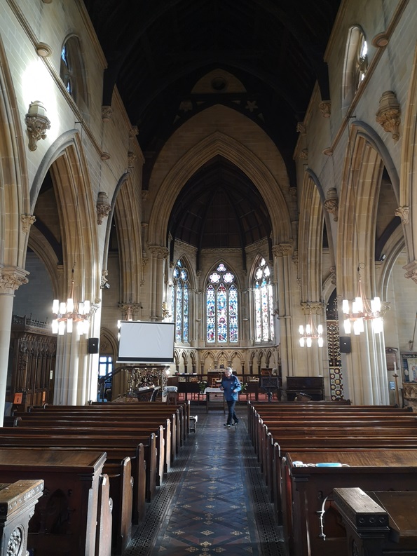 Interior looking east towards the chancel.