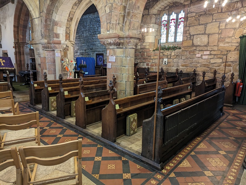 Interior looking towards the nave from the NW end of the N aisle