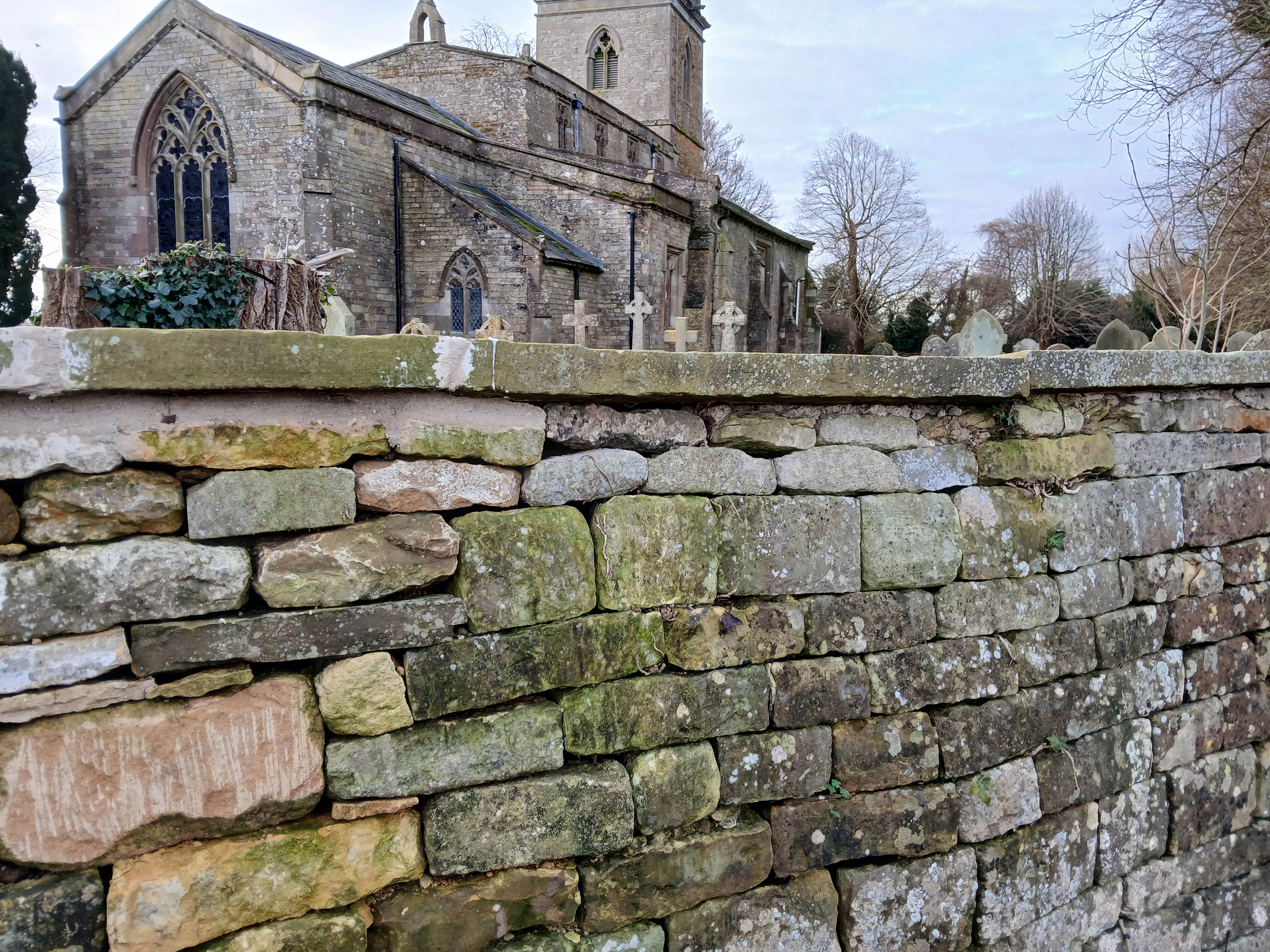 Repaired section of dry stone wall