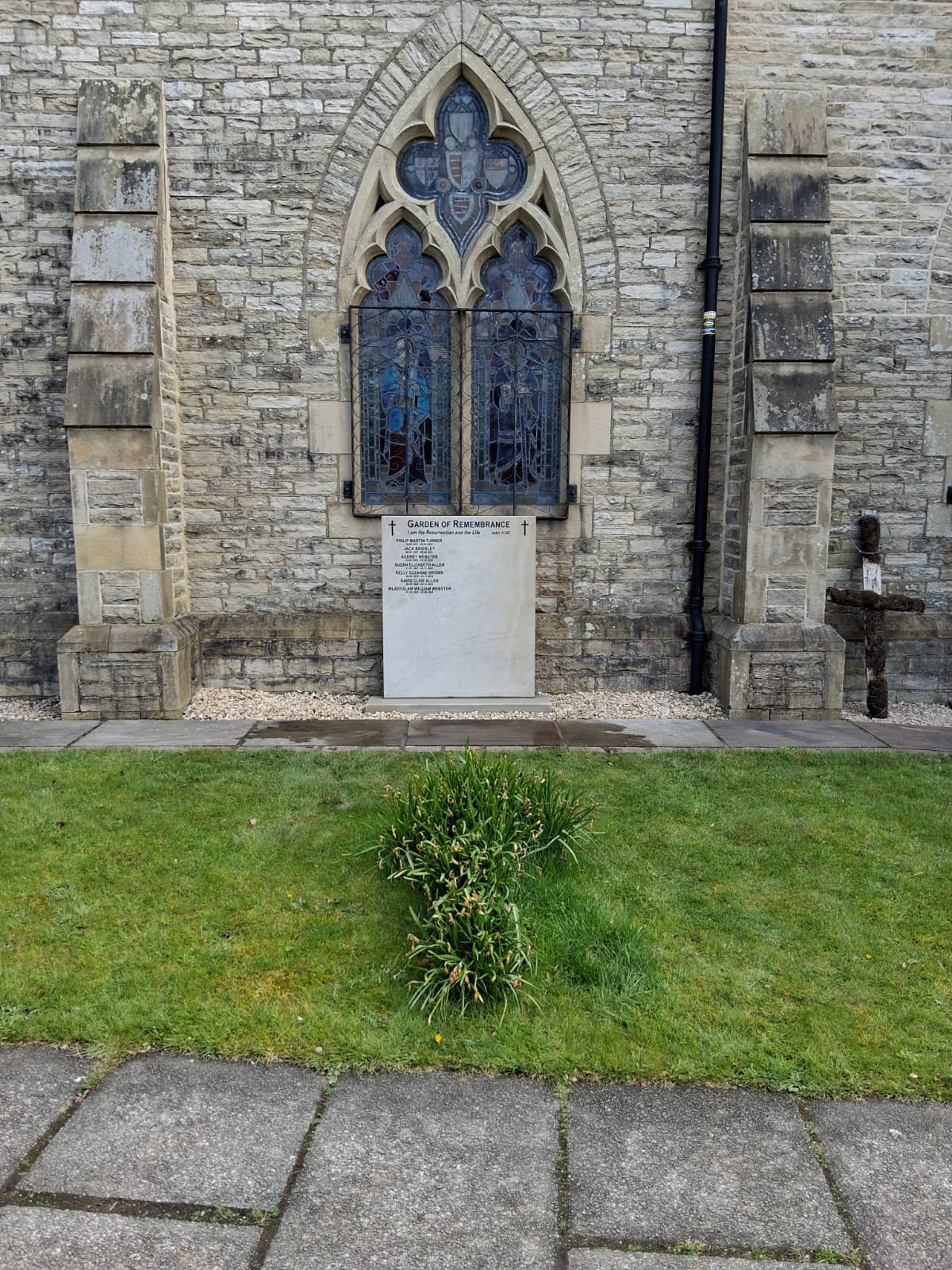 The Garden of Remembrance memorial stone in place
