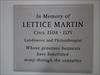 Chrishall Church Lettice Martin Memorial Plaque