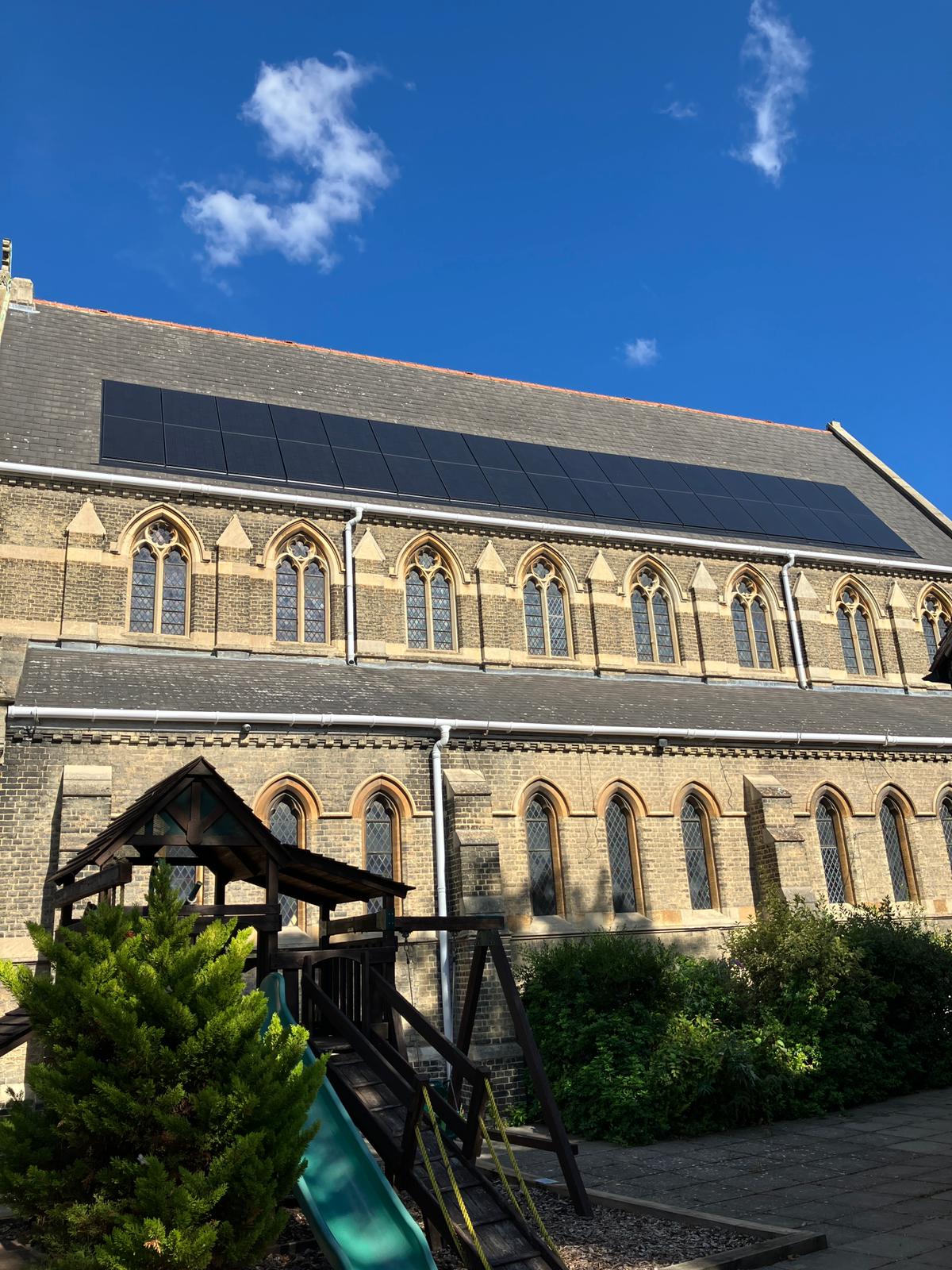 Photo of installed panels on church roof