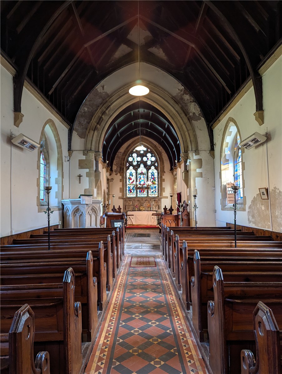 Yafforth All Saints nave, looking east