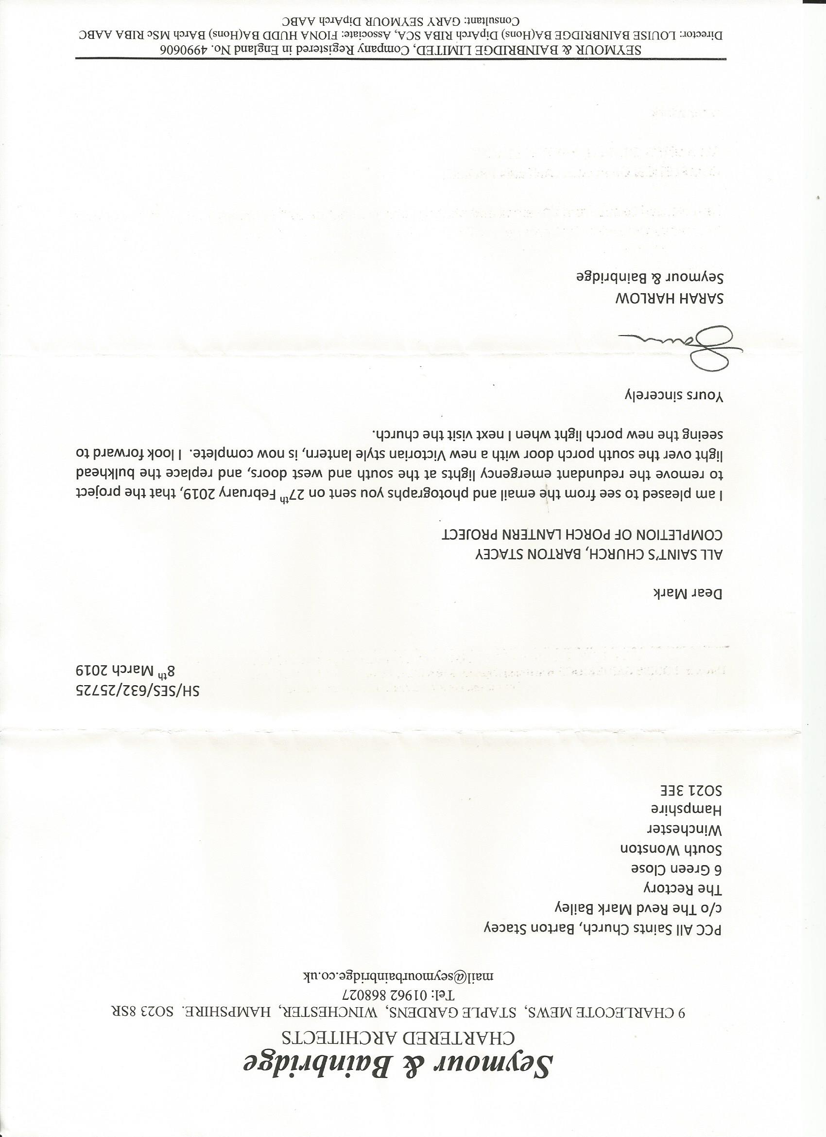 Letter of Completion