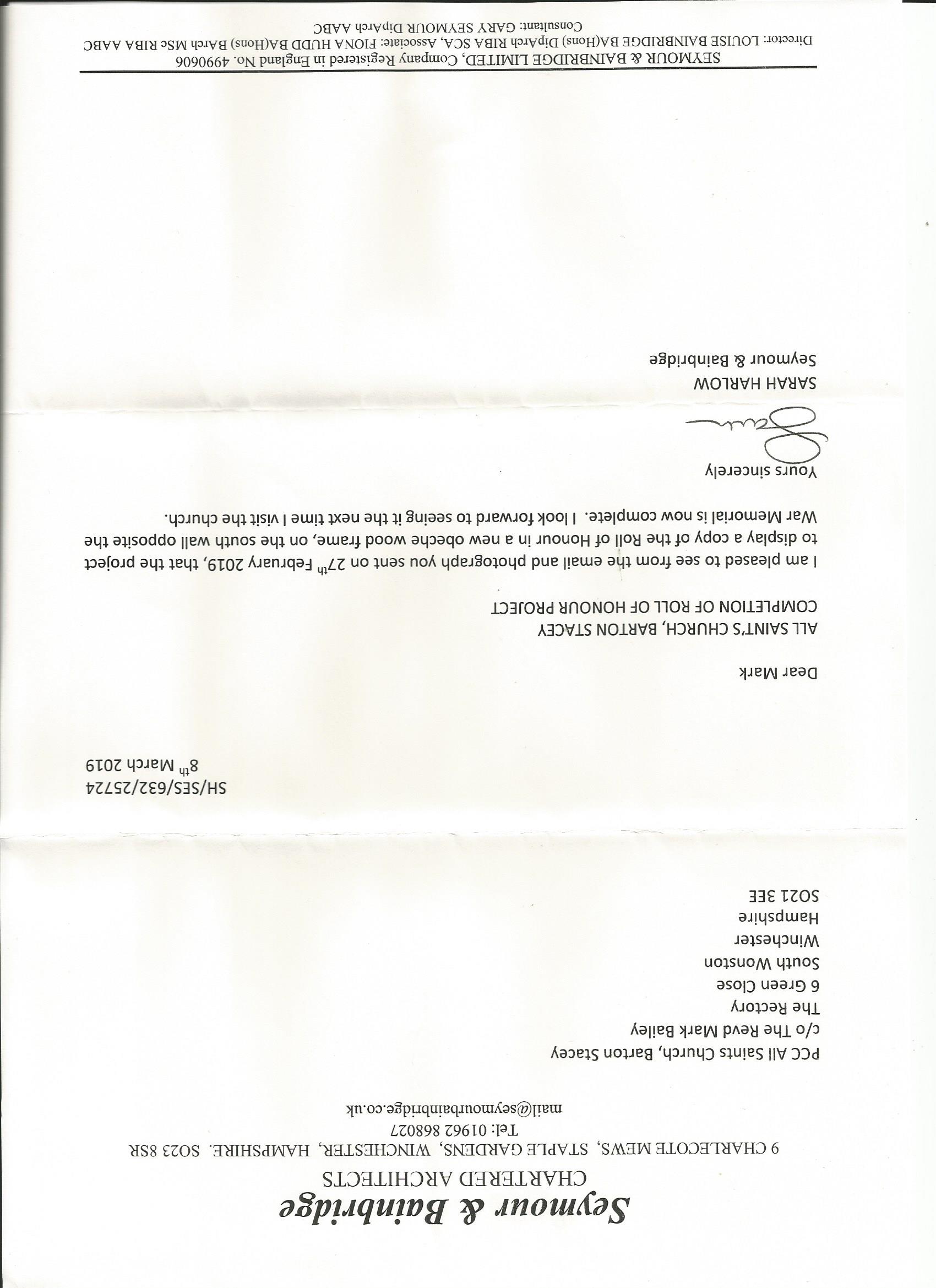 Letter of Completion