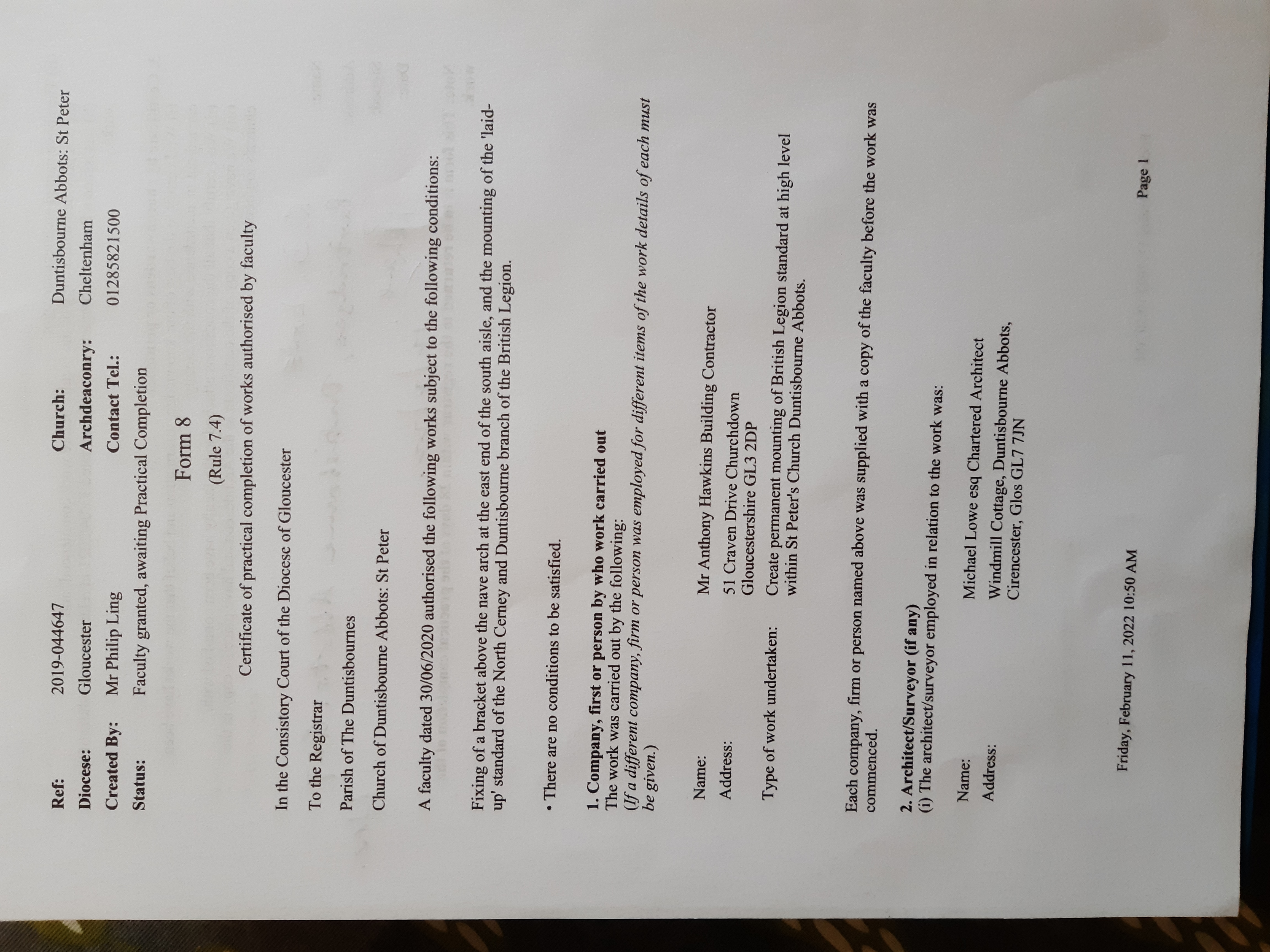 Completion Certificate