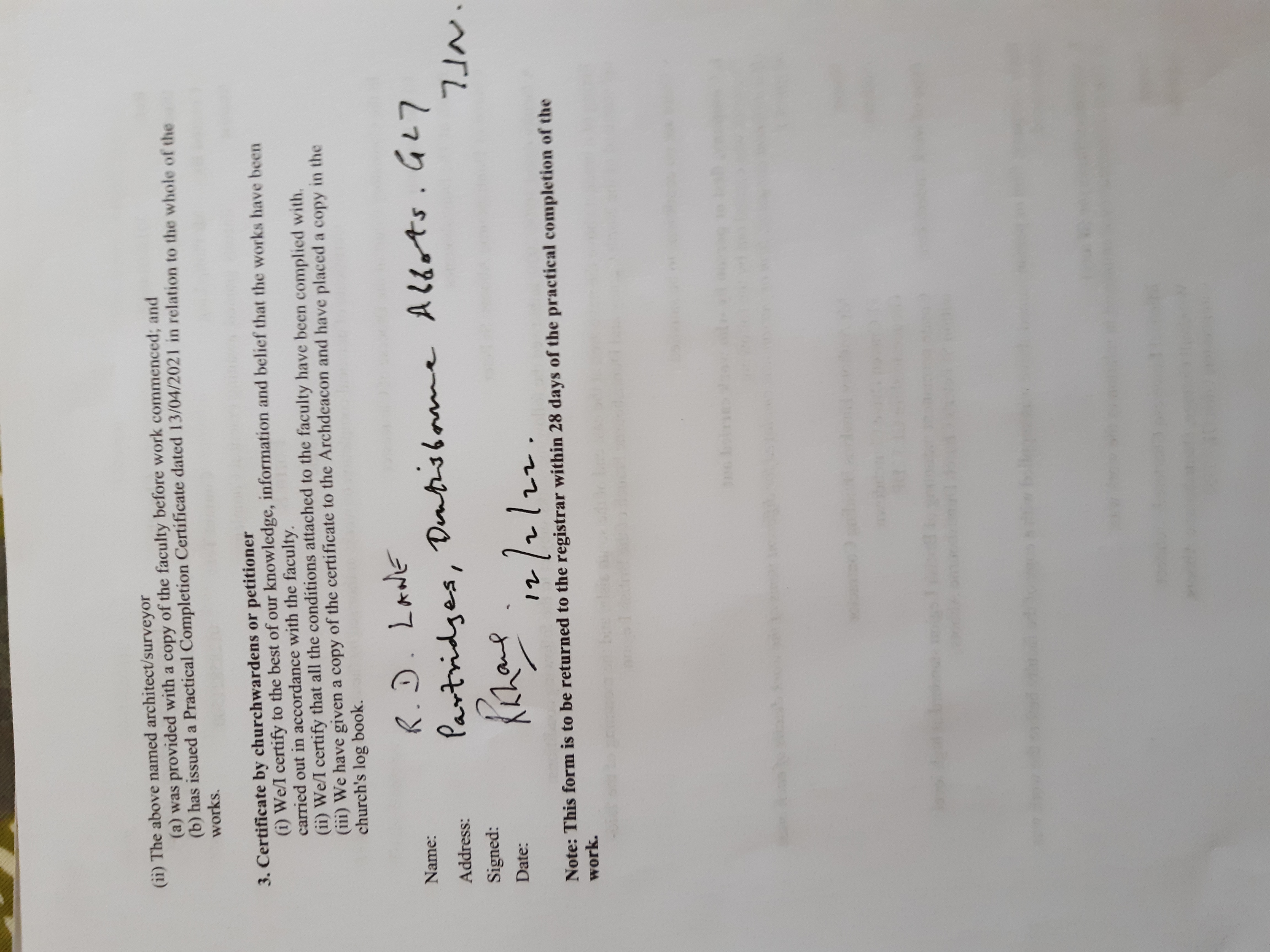 Completion Certificate