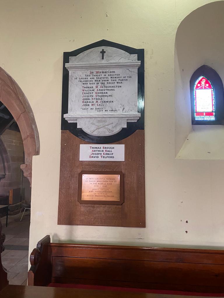 Photo of war memorial following installation at Bromfield