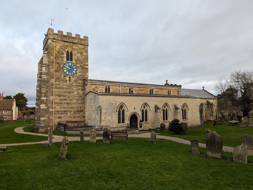 St Andrew's church, Aldborough (North Yorkshire) from the SW corner of the churchyard.