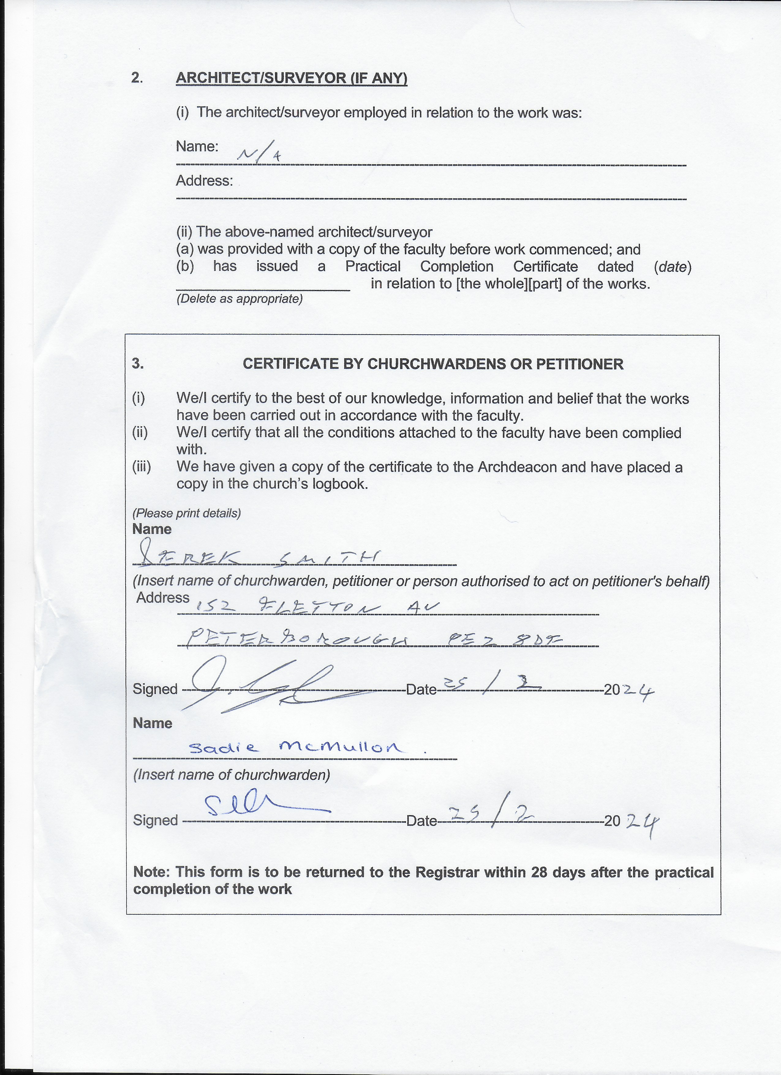 Certificate of completion