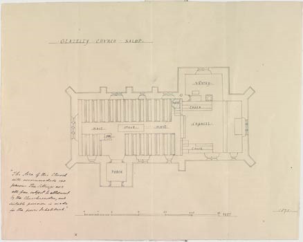 Church plan of 618279 Glazeley St Bartholomew