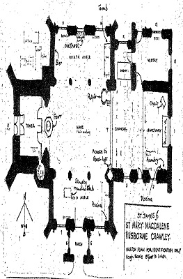 Church plan of 632264 Husborne Crawley St Mary Magdalene or St James